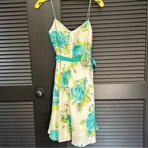 Banana Republic 100% Dupioni Silk Floral Occasion Mini Dress, Size 0P